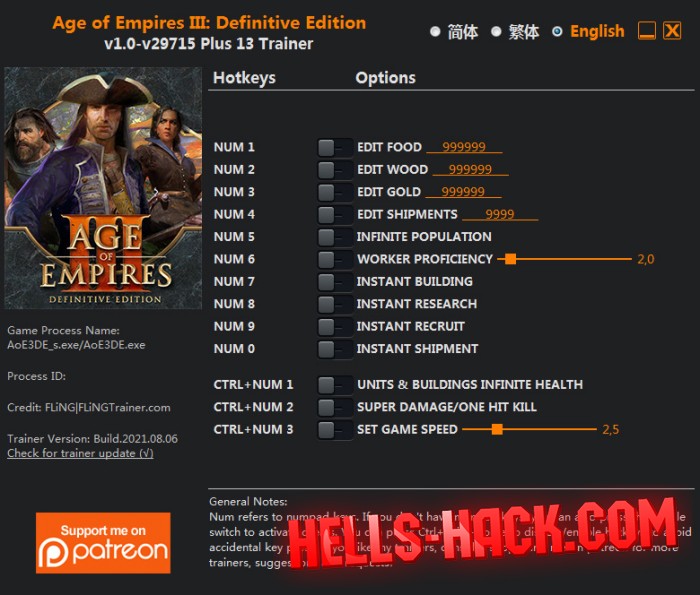 Читы для Age of Empires 3: Definitive Edition Cheat Gold Hack, Damage 2021