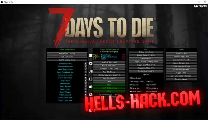Читы на 7 Days To Die Cheat Wallhack, Resources hack, Add money 2022