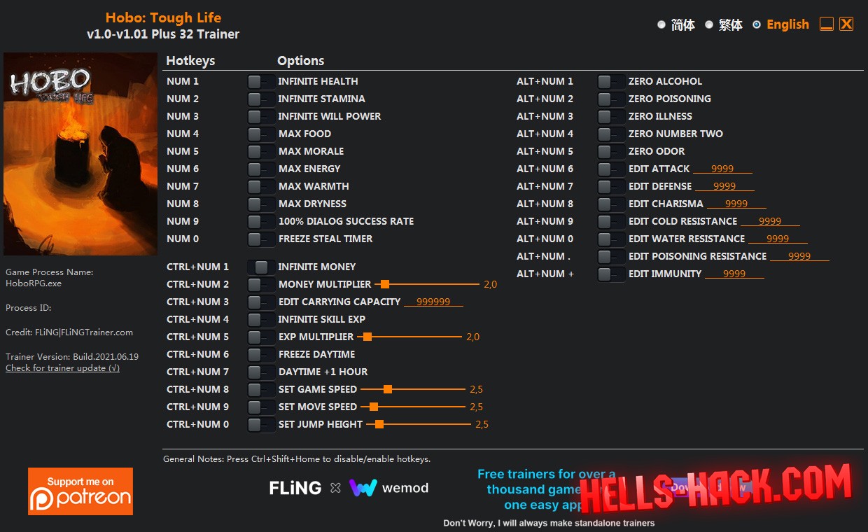 Читы для Hobo: Tough Life Cheat Бессмертие, Деньги, Спидхак 2021