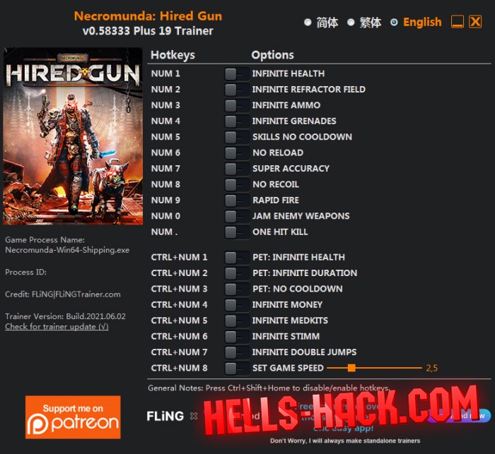 Трейнер для Necromunda: Hired Gun Cheat Бессмертие, Деньги, Без отдачи 2021