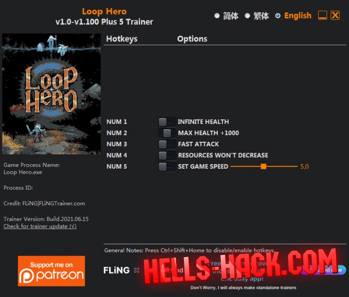 Трейнер для Loop Hero Cheat Бессмертие, Быстрая атака, спидхак 2021