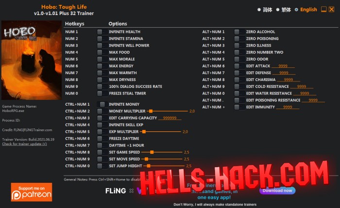 Читы для Hobo: Tough Life Cheat Бессмертие, Деньги, Спидхак 2021