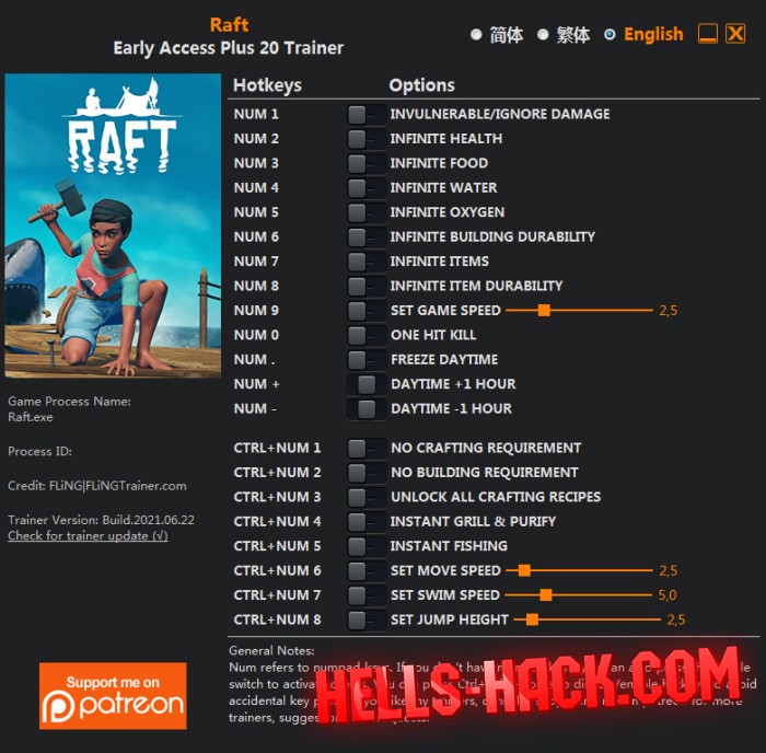 Читы на Raft Cheat Бессмертие, Бесконечные предметы, Спидхак 2021