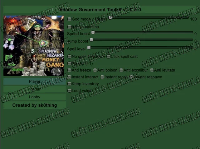 Чит Shadow Government для Mage Arena [Wh, Instant respawn, Kick player]