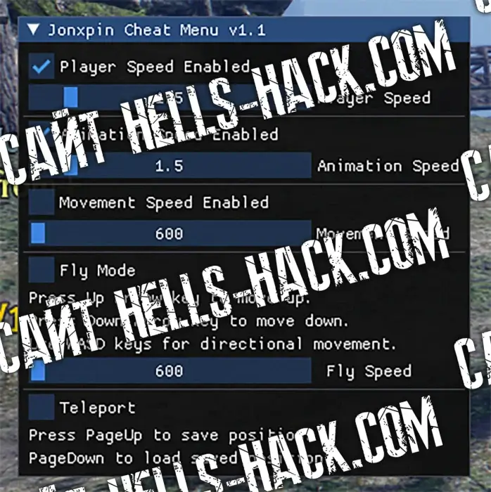 Чит Jonxpin Menu для Legend of YMIR Cheat Teleport, SpeedHack, Fly Hack